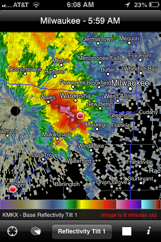 Hail on Radar - Waukesha, WI - September 2012